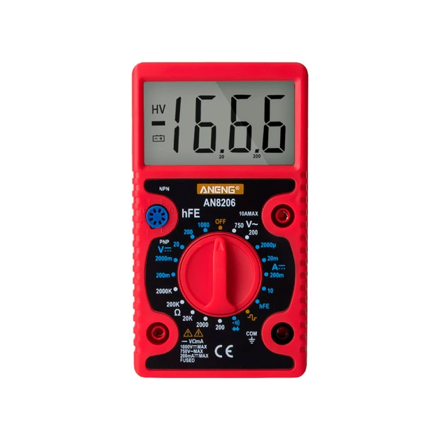 Цифровий мультиметр ANENG AN-8206, V, A, R, C, функция hFE (AN-8206) - picture 1