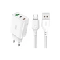 Зарядний пристрій XO L101 PD + QC3.0 (1USB/2Type-C/20W) + USB - MicroUSB White (XO-L101-WH) - зменшене зображення 1