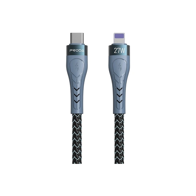 Дата кабель USB-C to Lightning 1.5m PD-B70i 27W 5А black Proda (PD-B70i-GR) - изображение 1