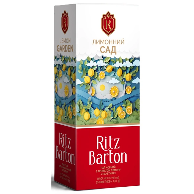 Чай Ritz Barton Лимонный сад Черный с ароматом лимона 25 пакетиков по 1.8 г (4820279611266) - изображение 1