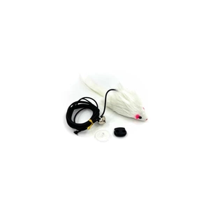 Іграшка для котів Hippie Pet Мишка з мотузкою біла 8 см (HIPCT2304006B) зображення 1