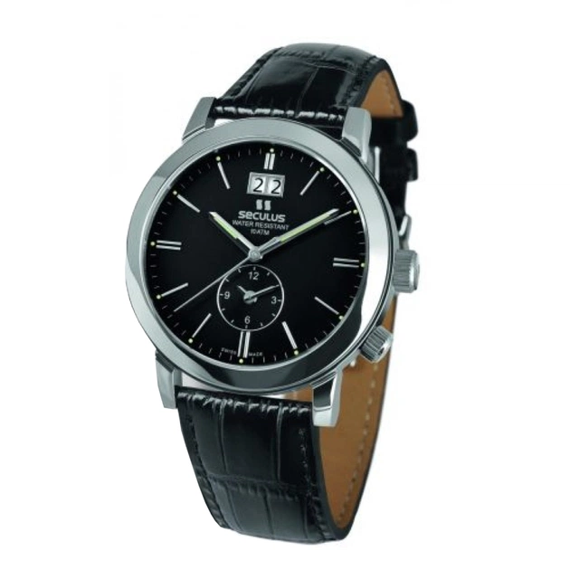 Наручний годинник Seculus 9537.1.620 black, ss, black leather - зображення 1