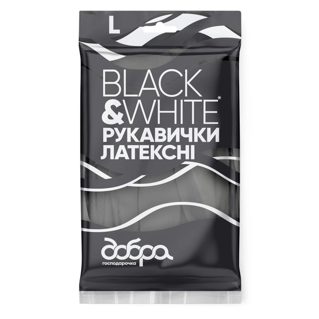 Рукавички господарські Добра Господарочка Black&White Латексні Розмір М (4820086523806) - picture 1