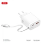 Зарядний пристрій XO 1xUSB-C + 1xUSB QC30W GaN + cable USB-C to USB-C white (XO-CE31) - зменшене зображення 5