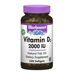 Вітамін Bluebonnet Nutrition Вітамін D3 2000IU, 250 желатинових капсул (BLB-00319) зображення 1