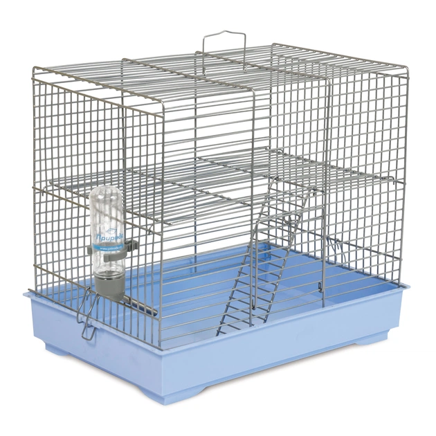 Клітка для гризунів Природа "Міккі" 37x25x30 см з драбинкою хром/світло-блакитна (4823082415144) - picture 1
