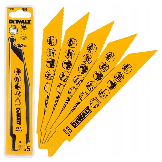 Полотно DeWALT для шабельних пилок, по металу, 152 мм, 18 TPI, 5 шт (DT2346) - picture 3