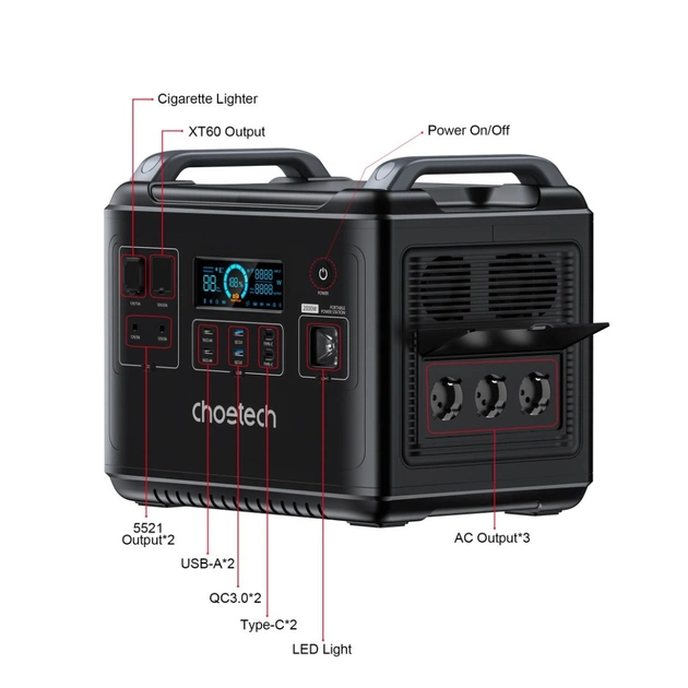 Зарядна станція Choetech BS006 2000W (BS006) - изображение 4