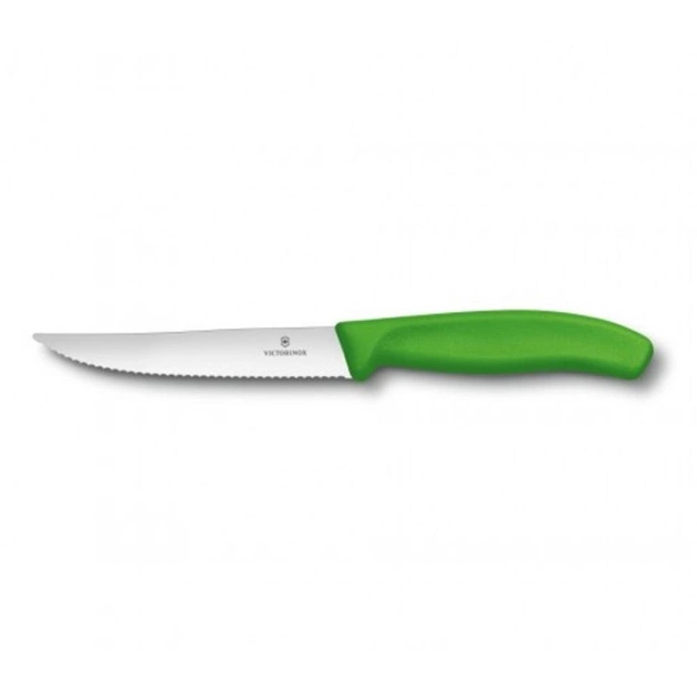 Кухонний ніж Victorinox SwissClassic для стейка 12 см, волнистое лезвие, зеленый (6.7936.12L4) - зображення 1
