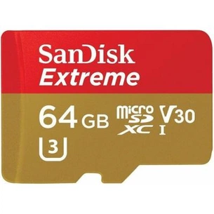 Карта пам'яті SanDisk 64GB microSD class 10 V30 A1 UHS-I U3 4K Extreme Action (SDSQXAF-064G-GN6AA) зображення 1