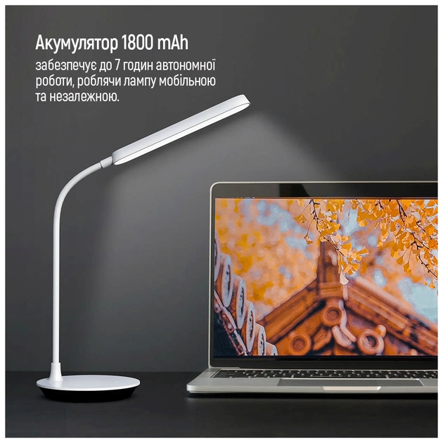 Настільна лампа ColorWay Portable & Flexible 360, 4W, з вбудованим акумулятором 1800 mAh (CW-DL12FB-W) - picture 12