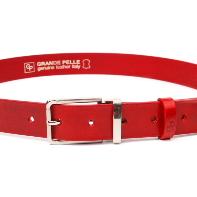 Ремінь Grande Pelle Жіночий з натуральної шкіри Червоний (21456) - зображення 6