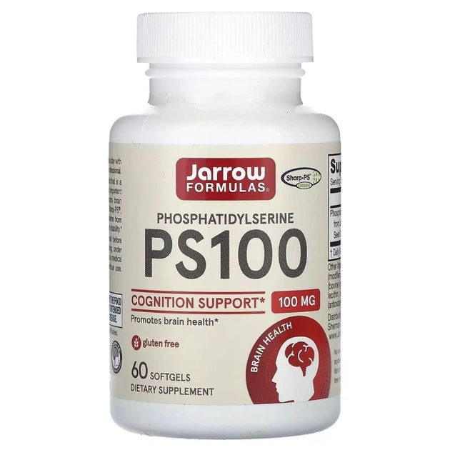 Витаминно-минеральный комплекс Jarrow Formulas Фосфатидилсерин, 100 мг, PS100, Phosphatidylserine, 60 гелевых капсул (JRW-16006) - изображение 1