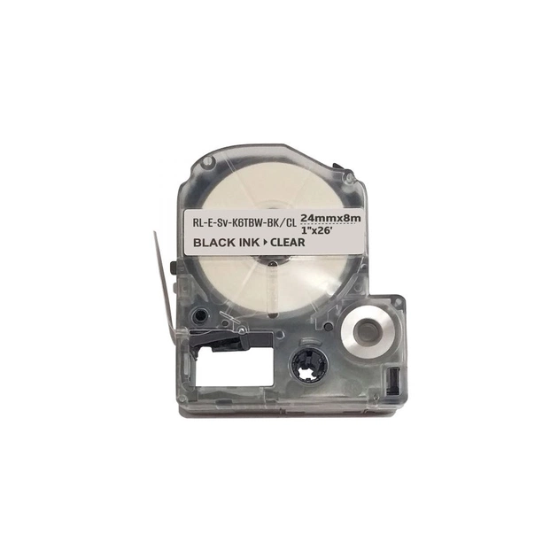 Лента для принтера этикеток UKRMARK ESv-K6TBW-BK/CL, совместима с LK6TBW, 24мм х 8м. black on transparent (LK6TBW) (900611) - изображение 1