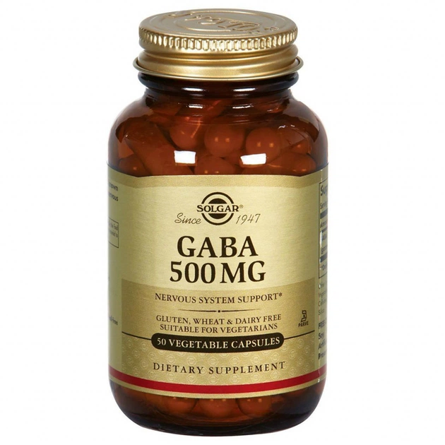 Амінокислота Solgar GABA (Гамма-Аміномасляна Кислота, GABA, 500 мг, 50 вегетаріа (SOL01210) - зображення 1