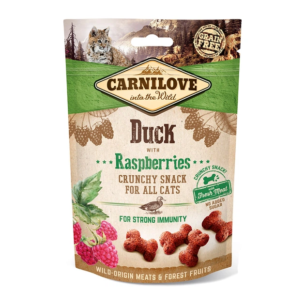 Лакомство для котов Carnilove Crunchy Snack с уткой и малиной 50 г (8595602527199) - изображение 1
