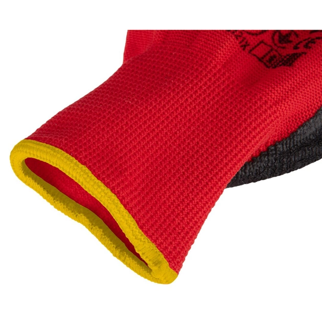 Захисні рукавиці Neo Tools комплект 12шт, поліестер з латексним покриттям, р.10, червоно-чорний (97-645-10) - изображение 5