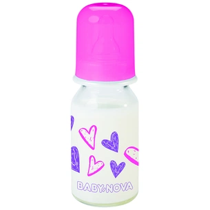 Пляшечка для годування Baby-Nova Декор скляна 125 мл Рожева (3960331) зображення 1