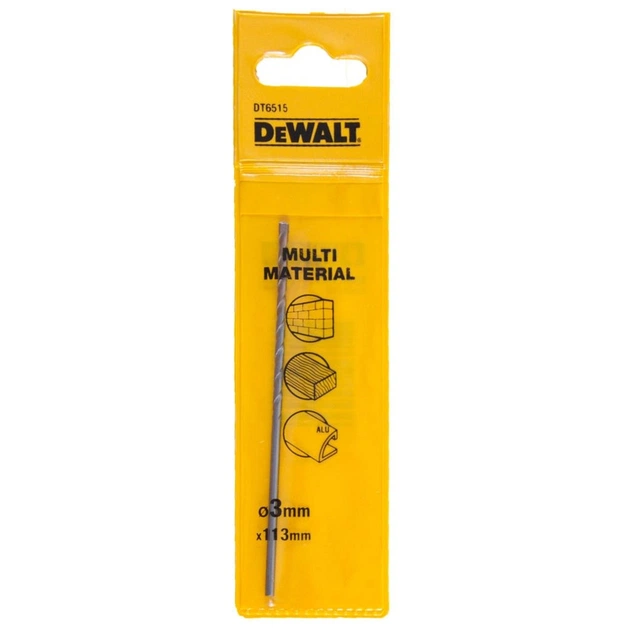 Сверло DeWALT универсальное D=3 мм,L=113 мм,WL=83 мм, 1 шт (DT6515) - изображение 1