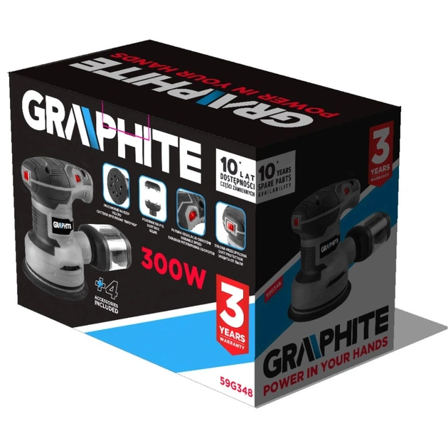 Шліфувальна машина Graphite ексцентрикова 300W, 125мм, 7000-13000об/хв (59G348) - picture 9