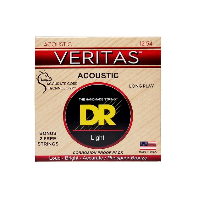 Струни для гітари DR Strings VERITAS Coated Core Acoustic Guitar Strings - Light (12-54) (VTA-12) - зображення 1
