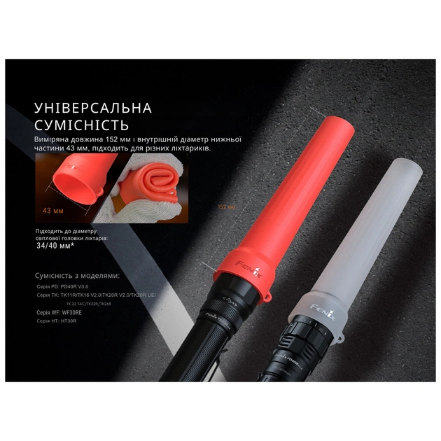 Дифузійний фільтр Fenix AOT-04 силіконовий білий для ліхтарів серії PD, TK, WF, HT (AOT-04W) - picture 5