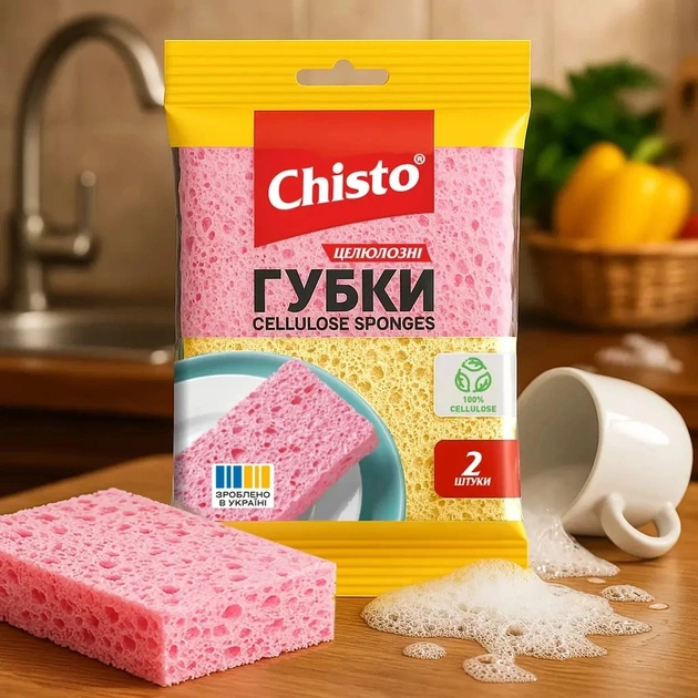 Губки кухонні Chisto Целюлозні 2 шт. (4820204701826) - picture 2