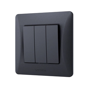 Вимикач Videx BINERA 3кл чорний графіт (VF-BNSW3-BG) зображення 1