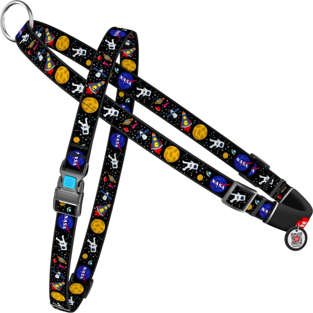 Шлея для собак WAUDOG Nylon з QR паспортом швидкознімна "NASA" M (5416) - изображение 1