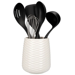 Кухонный набор KitchenAid Classic з керамічною підставкою 6 предметів чорний/білий (KQG561BXOBE) изображение 1