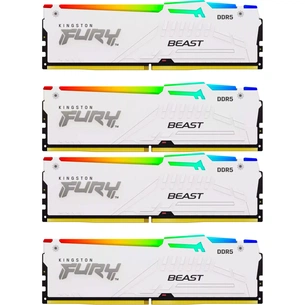 Модуль пам'яті для комп'ютера DDR5 128GB (4x32GB) 5600 MHz FURY Beast RGB White Kingston Fury (ex.HyperX) (KF556C40BWAK4-128) зображення 1