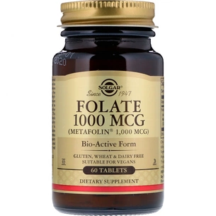 Вітамін Solgar Фолієва кислота (В9), Метафолін, Folate as Metafolin, 1,000 (SOL-53595) зображення 1