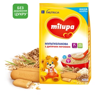 Дитяча каша Milupa молочна Мультизлакова з дитячим печивом 210 г (5900852931161) изображение 1