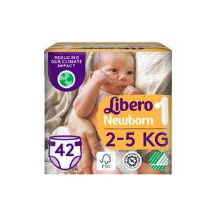 Підгузки Libero Newborn Розмір 1 (2-5 кг) 42 шт (7322541884004) зображення 1
