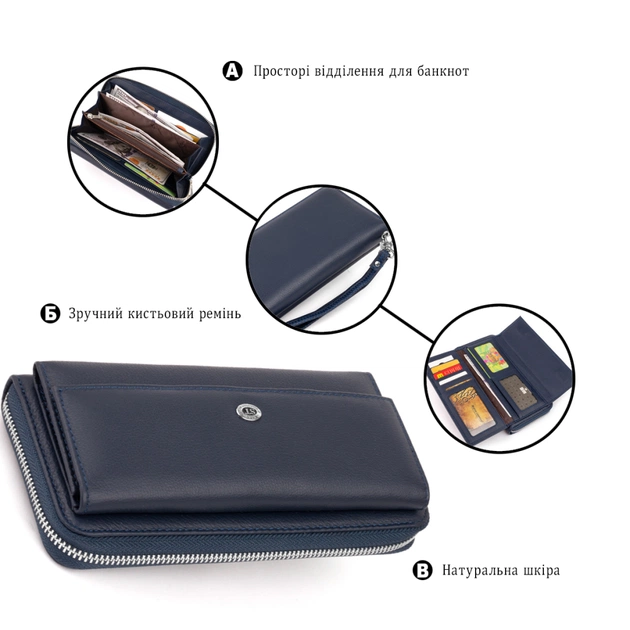 Кошелек ST Leather Темно-синий (19296) - изображение 4
