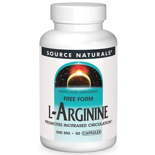 Амінокислота Source Naturals L-Аргінін 500мг, L-Arginine, 50 капсул (SN1686) зображення 1