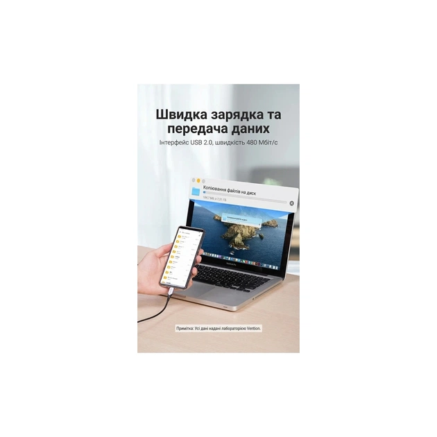 Дата кабель USB 2.0 AM to USB-C 1.5m 3A cotton braided aluminum purple Vention (CODVG) - picture 8