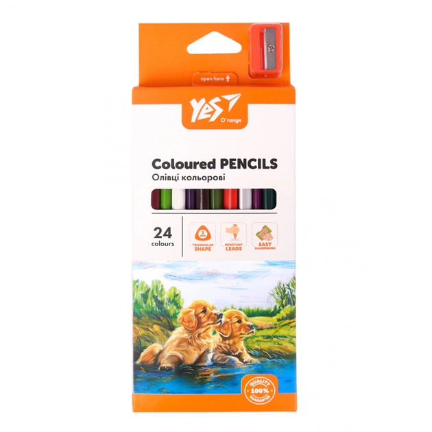Олівці кольорові Yes Orange Line 24 кольорів з точилкою (290754) - picture 3