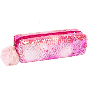 Пенал Cool For School з паєтками та помпоном 1 відділення рожевий (CF87077) зображення 1