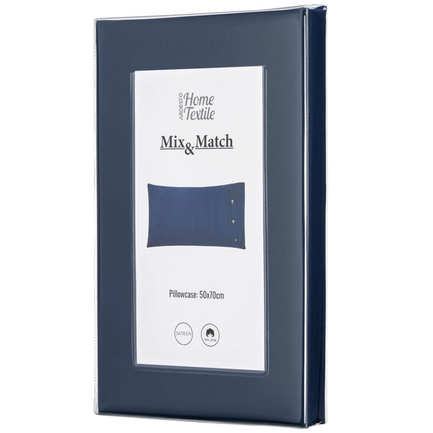 Наволочка Ardesto Mix&Match 50х70 100% бавовна, сатин синій (ART5070PCN) - picture 3