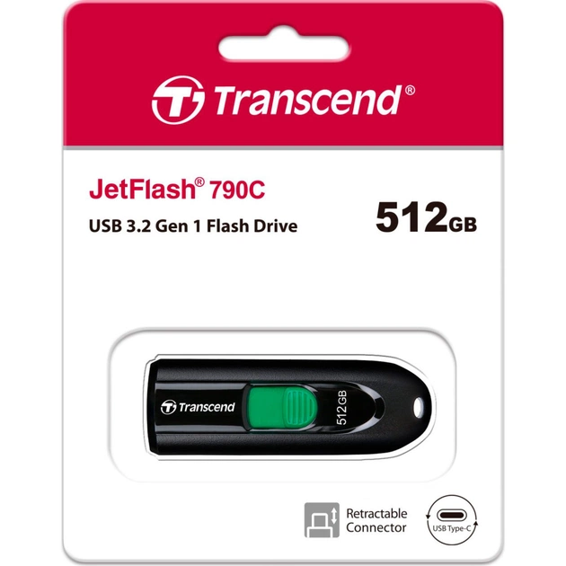USB флеш накопичувач Transcend 512GB JetFlash 790C USB 3.1 Type-C (TS512GJF790C) - picture 7