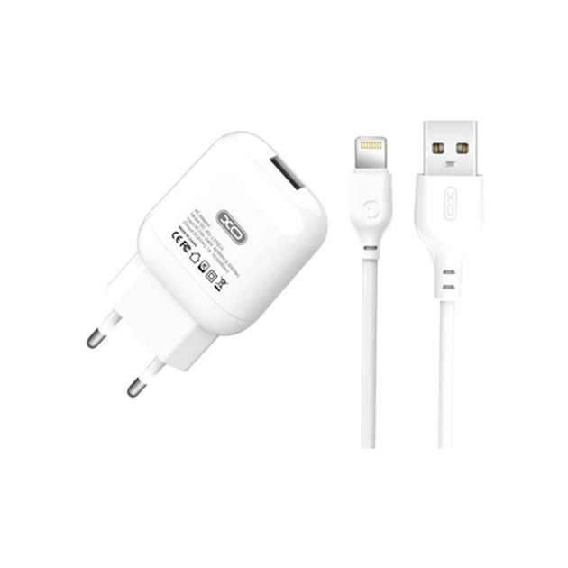 Зарядний пристрій XO L37 2.1A/1USB + cable Lightning White (L37i-WH) - изображение 1