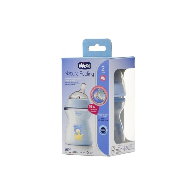 Пляшечка для годування Chicco Natural Feeling Color 250 мл +2 міс Блакитна (81323.20) - picture 8