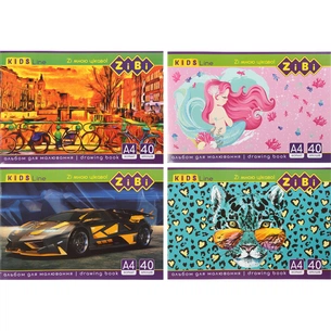Альбом для малювання ZiBi А4, KIDS Line 40 аркушів, на скобі (ZB.1426) зображення 1