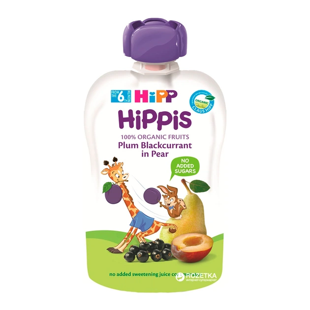 Дитяче пюре HiPP HiPPiS Pouch Груша-слива-смородина, 100 г (9062300133780) - изображение 1