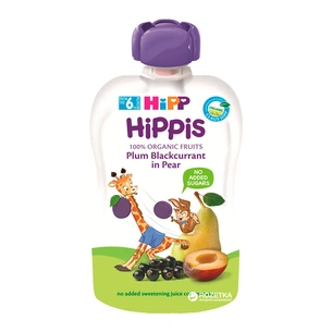 Дитяче пюре HiPP HiPPiS Pouch Груша-слива-смородина, 100 г (9062300133780) зображення 1