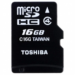 Карта пам'яті Toshiba 16GB microSDHC Class 4 (THN-M102K0160M2) зображення 1