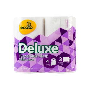 Туалетная бумага Ruta Ecolo Deluxe 3 слоя 4 рулона (4820202890324) изображение 1