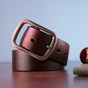 Ремінь Vintage Шкіряний з закругленою класичною пряжкою Коричневий (20230) - зменшене зображення 7