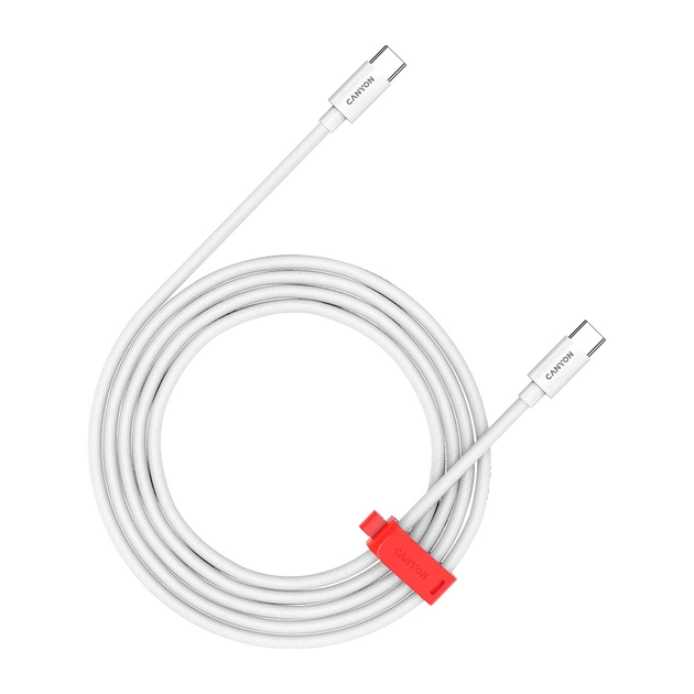 Дата кабель USB-C to USB-C 2.0m CC60AB 60W Braided White Canyon (CND-CC60AB20W) - зображення 1